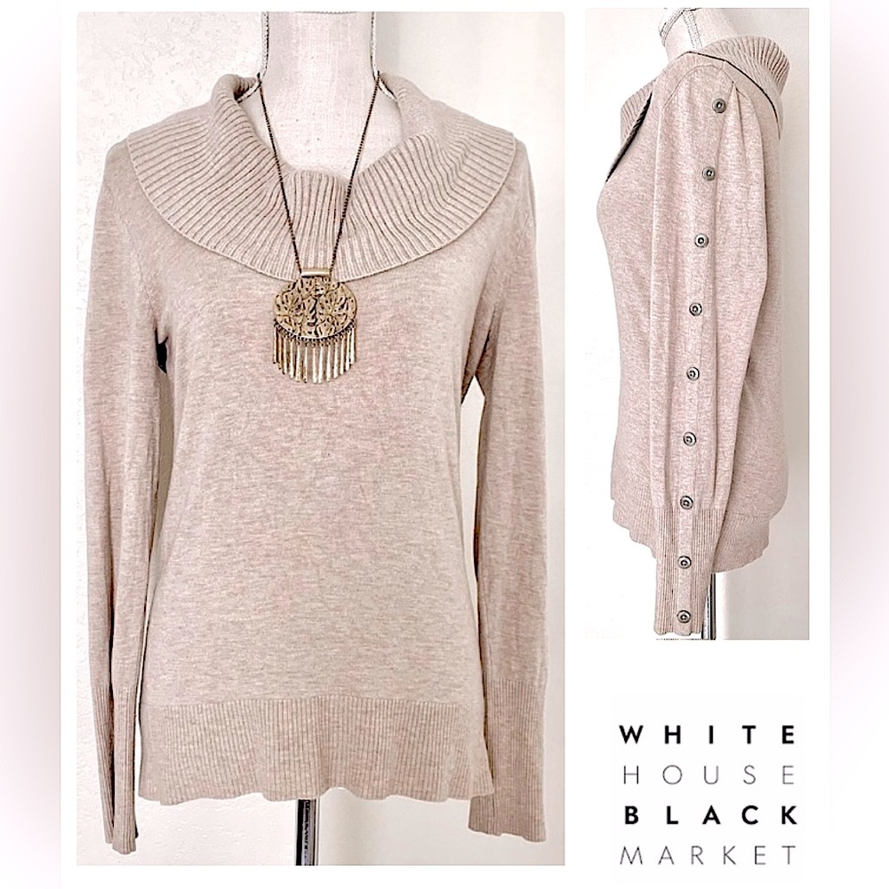 WHBM Cowl Neck Sweater w/ Buttons Up Arm